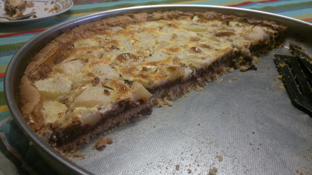 Crostata pesche, amaretti e cioccolato de Alessandra Chirio - Recipefy