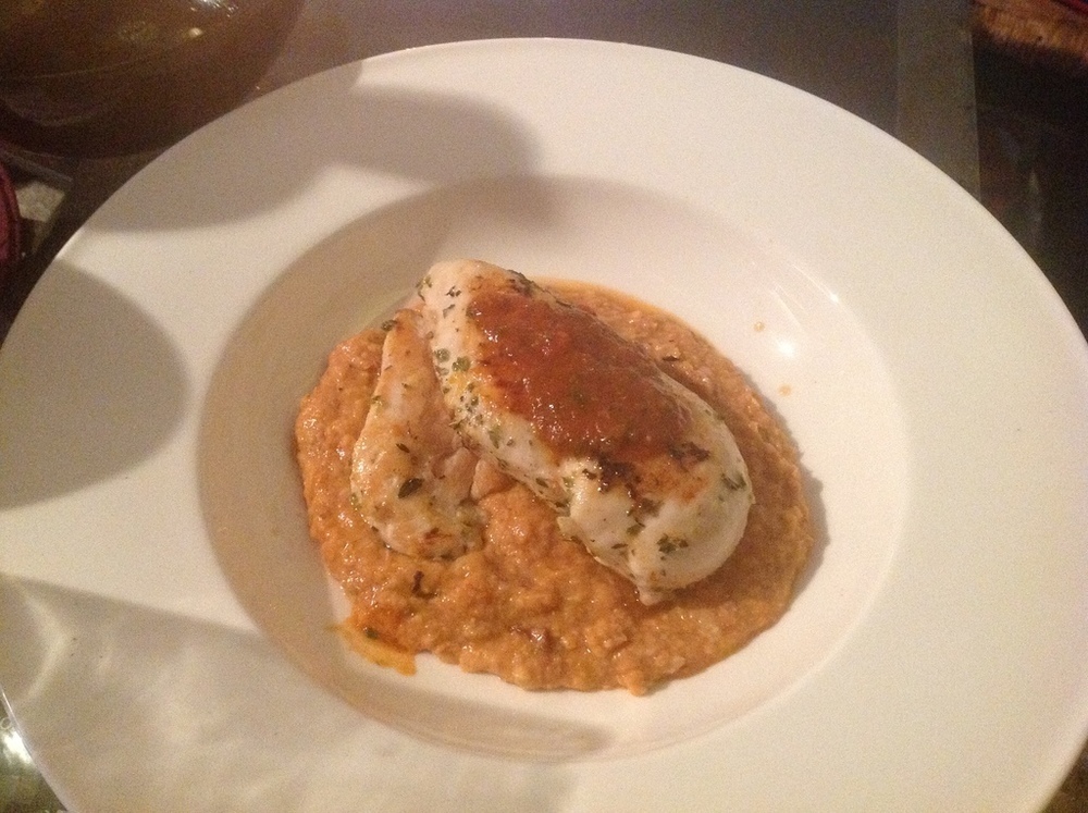 Marinated Chicken Breast with White Bean and Harissa Skordalia di Calvin Atkinson - Recipefy