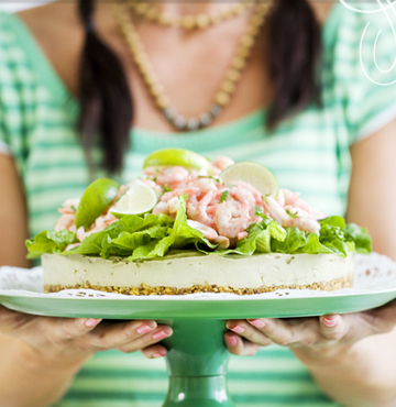 Tarta de queso al guacamole con gambas di Angel Romero - Recipefy