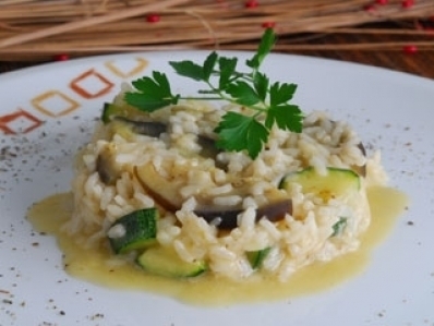 Risotto de calabacín y berenjena di Angel Romero - Recipefy