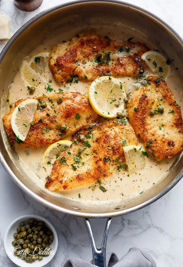 CREAMY LEMON PARMESAN CHICKEN (PICCATA) de Allison Kneubuhl - Recipefy