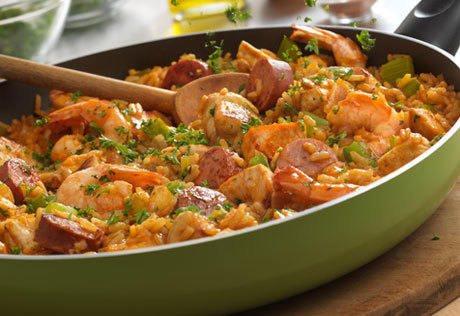 Louisiana-style chicken, sausage and shrimp skillet di Schalene Dagutis - Recipefy