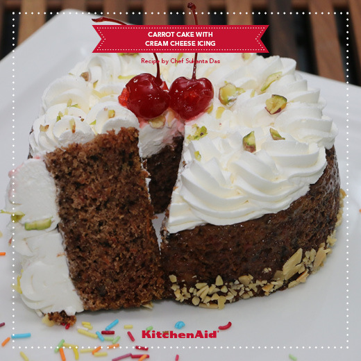 Carrot Cake with Cream Cheese Icing Recipe of Kanika Katyal - Recipefy