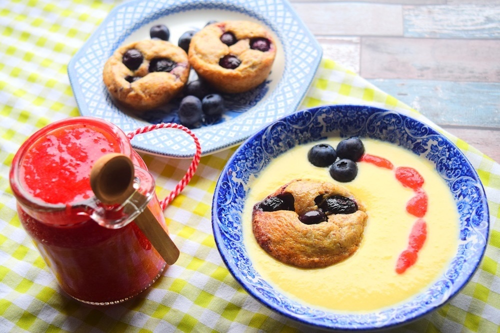 Blueberry Pudding, Jam & Custard de MyNutriCounter - Recipefy