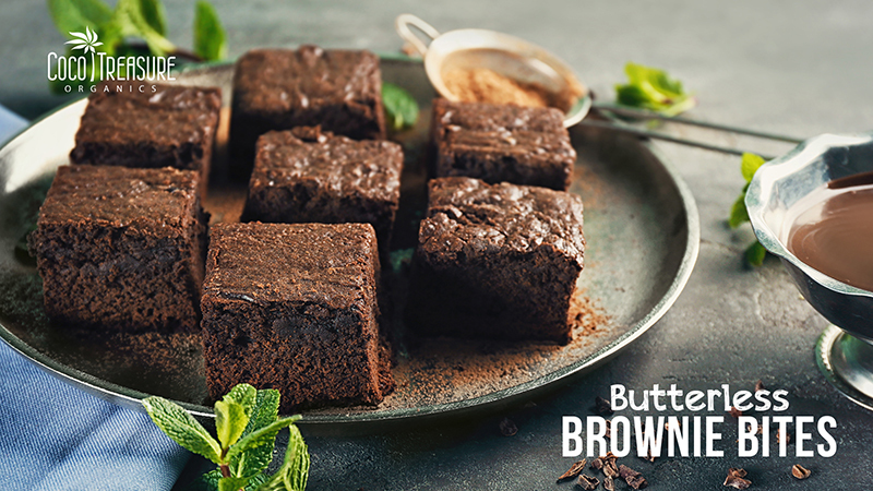 Butterless Brownie Bites de Coco Treasure Organics - Recipefy